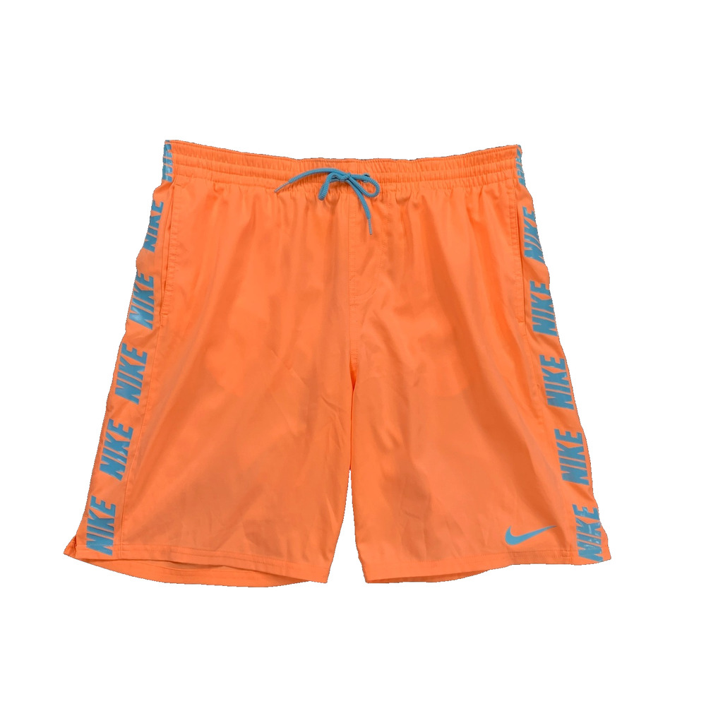 Nike Swim Shorts Mens Large Nectarine Logo Tape Volley Brief Lined Trunks Beach